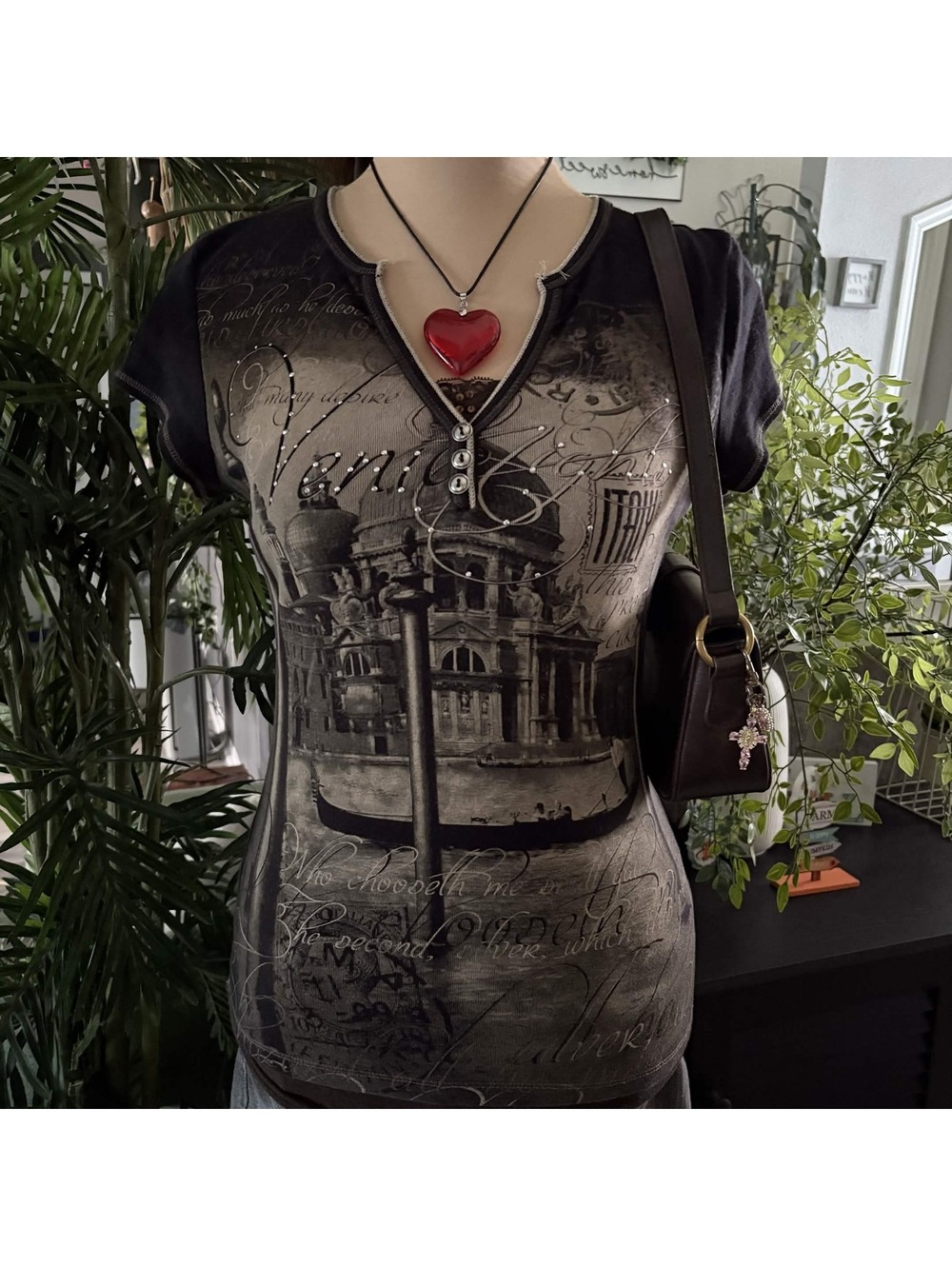 y2k venice rhinestone graphic tee